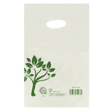 Zak met gestanst handvat Home Compost “Be Eco!” 20x33cm 17µm (3.000 stuks)