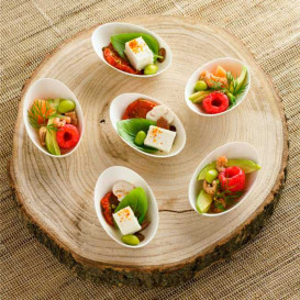 Mini Assiette Canne à Sucre Ovale Blanc 8x5cm (500 Utés)