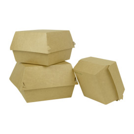 Bakjes Hamburger Kraft Kartonnen Dubbele Sluiting 11x11x7,5cm (450 Stuks)