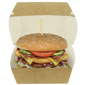 Boîte à Hamburger Kraft Mega Double Fermeture 15,5x15,5x10cm (50 Utés)