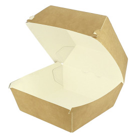 Boîte à Hamburger Kraft Mega Double Fermeture 15,5x15,5x10cm (50 Utés)