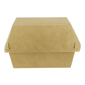 Boîte à Hamburger Kraft Mega Double Fermeture 15,5x15,5x10cm (50 Utés)