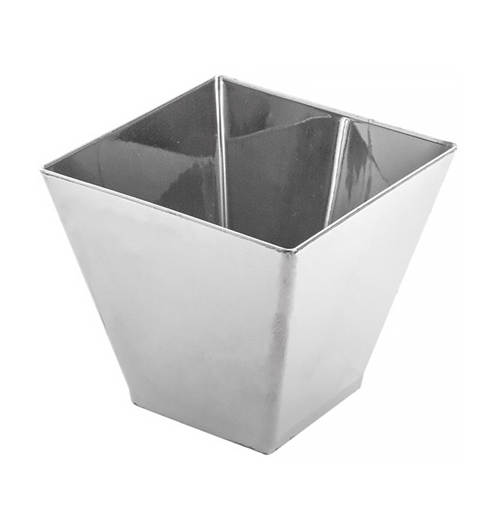 Proeving plastic kom PS zilver groot maat 7x7x5,5cm (500 stuks)