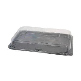 Plastic dienblad met Deksel zwart 55x37 cm (25 stuks) 