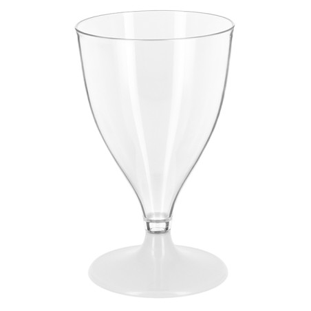 Verre à Vin Réutilisable Durable PS Pied Blanc 200ml 2pcs (6 Utés)