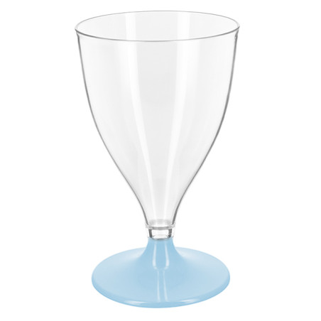 Verre à Vin Réutilisable Durable PS Pied Bleu 200ml 2pcs (48 Utés)