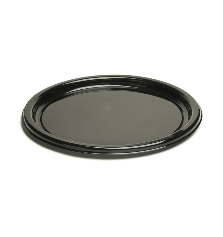 Plastic bord Rond vormig zwart 18 cm (25 stuks) 