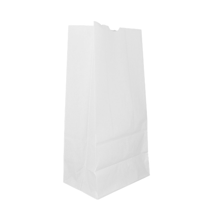 Sac en papier Kraft Blanc sans anses 60g/m² 18+11x34cm (500 Utés)