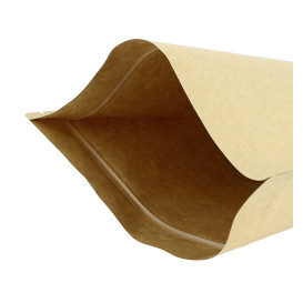 Papieren Doypack Kraft met zelfsluiting en venster 25+12x35cm (50 stuks)