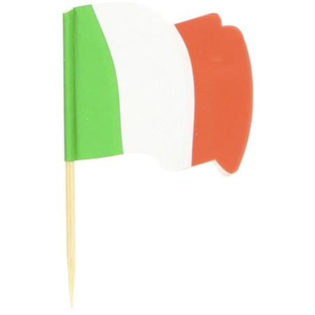 Pique en Bois Drapeau "Italie" 6,5cm (144 Unités)