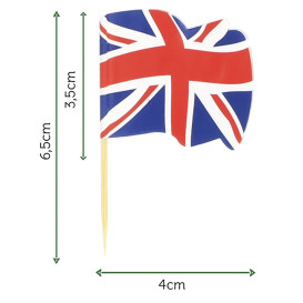 Pique en Bois Drapeau "UK" 65mm (144 Unités)