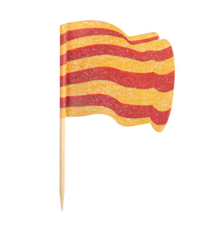 Vlag van Catalonië vleespennen 6,5cm (144 stuks) 