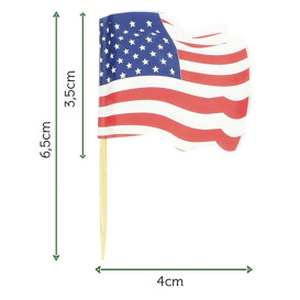 Pique en Bois Drapeau "USA" 65mm (144 Unités)