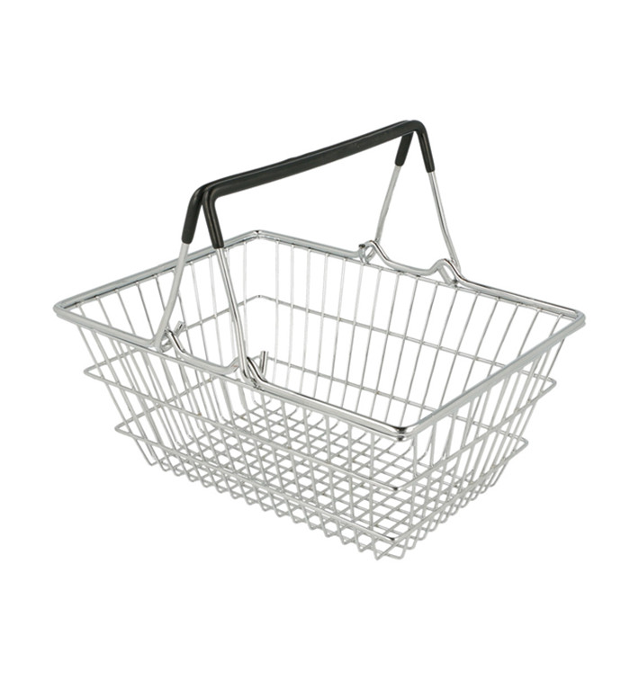 Mini Panier de Supermarché Acier Inox. 18,5x13,5x9cm (1 Uté)