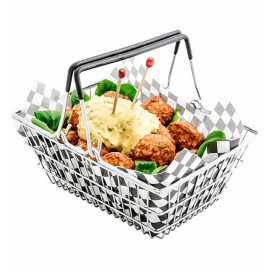 Mini Panier de Supermarché Acier Inox. 18,5x13,5x9cm (1 Uté)