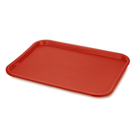 Plateau en Plastique Fast Food Rouge 27,5x35.5cm (1 Uté)