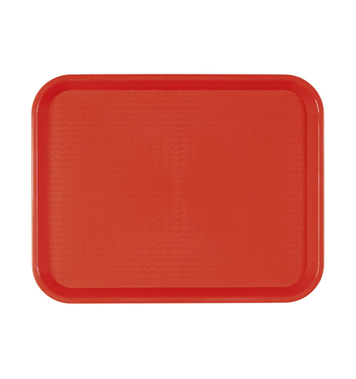 Plateau en Plastique Fast Food Rouge 35,5x45,3cm (12 Utés)