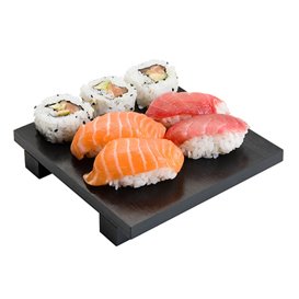 Bamboe sushi dienblad zwart 15x15x2,5cm (1 stuk) 