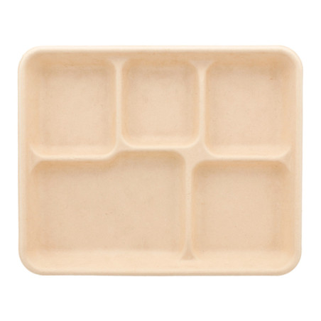 Plateau en Canne à Sucre Naturel 5C 26,5x21,5cm (50 Utés)