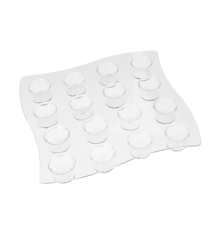 Plastic Bediening beker vervoerder 16 Vial Slots PS transparant 15,5x15,5x1,6cm (2 stuks)