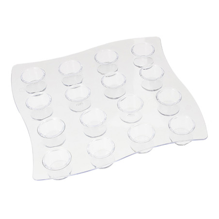 Plastic Bediening beker vervoerder 16 Vial Slots PS transparant 15,5x15,5x1,6cm (2 stuks)