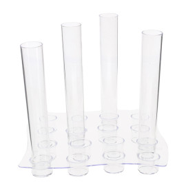 Plastic Bediening beker vervoerder 16 Vial Slots PS transparant 15,5x15,5x1,6cm (2 stuks)