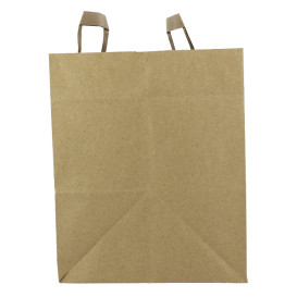 Sacs en Papier Kraft avec Anses Plates 80g/m² 32+21x26cm (250 Unités)