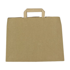 Sacs en Papier Kraft avec Anses Plates 80g/m² 32+21x26cm (250 Unités)