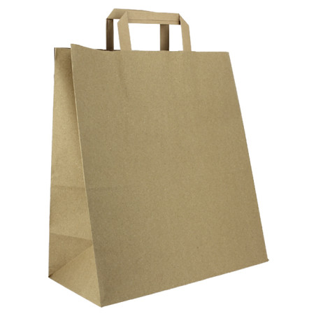 Sacs en Papier Kraft avec Anses Plates 80g/m² 32+16x35cm (250 Utés)