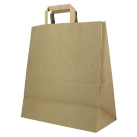 Sacs en Papier Kraft avec Anses Plates 80g/m² 32+16x35cm (250 Unités)