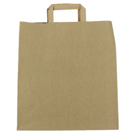 Sacs en Papier Kraft avec Anses Plates 80g/m² 32+16x35cm (250 Unités)