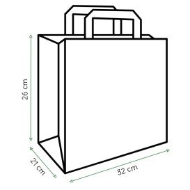 Sacs en Papier Kraft avec Anses Plates 80g/m² 32+21x26cm (250 Unités)