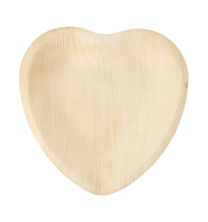 Palm blad bord "Heart" vormig 16,5x16,5x2,5cm (25 stuks) 