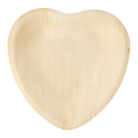 Palm blad bord "Heart" vormig 16,5x16,5x2,5cm (25 stuks) 