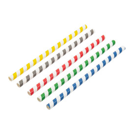 Paille Droite Papier Assortiment Ø10mm 21cm (50 Utés)