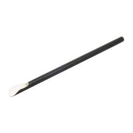 Paille Cuillère Papier Noir Ø8mm 21cm (5000 Utés)