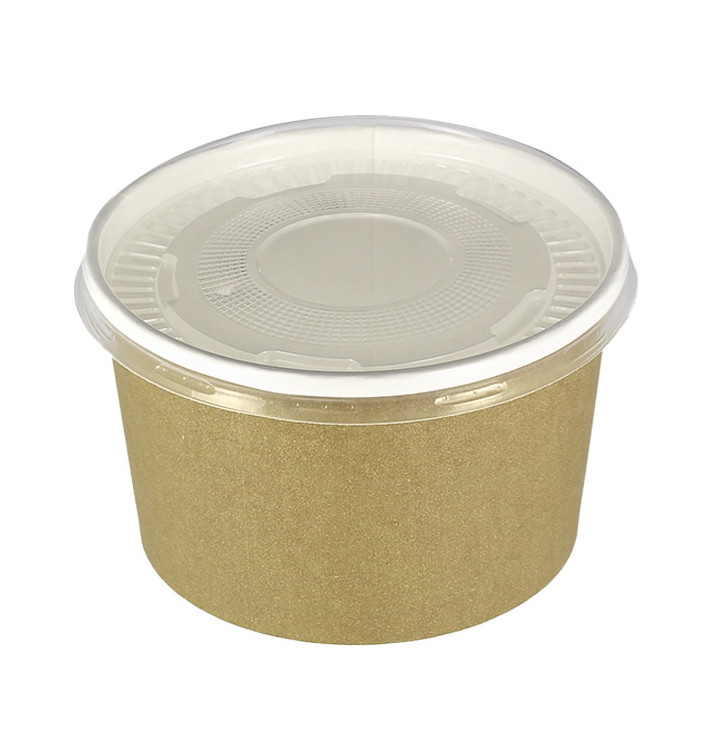 Pot en Carton Kraft avec couvecle PP 16 Oz/473ml (25 Utés)