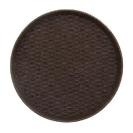 Plateau PP Rond Antidérapant Marron Ø35,5cm (1 Uté)