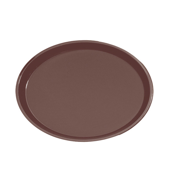 Plateau PP Oval Antidérapant Marron 67,0x55,5cm (6 Utés)