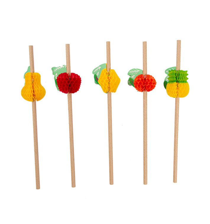 Paille en papier droite assortie de fruits Ø6mm 23cm (2.400 Uds)