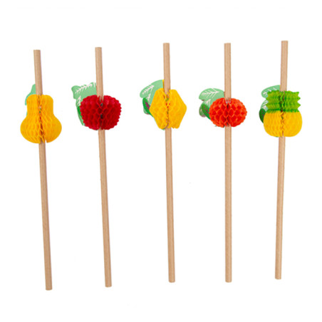 Paille en papier droite assortie de fruits Ø6mm 23cm (1.000 Uds)