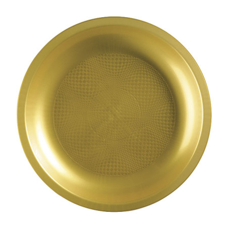Herbruikbare harde bord goud "Rond vormig" PP Ø29cm (220 stuks)