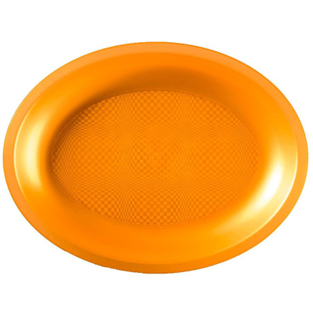 Herbruikbare harde Dienblad Ovaal vormig oranje "Rond vormig" 31,5x22 cm (10 stuks)