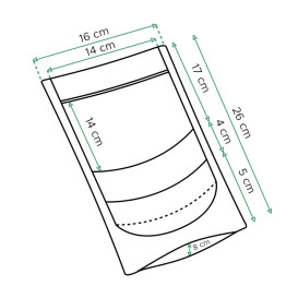 Papieren Doypack Wit met zelfsluiting en venster 16+8x26cm (1000 stuks)