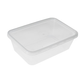 Plastic Container en Plastic Deksel PP Rechthoekige Vorm 1.000ml (50 Stuks)