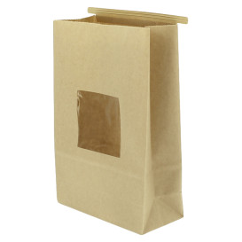 Papieren zak zonder handvat kraft met venster 15+7x23cm (1000 stuks)