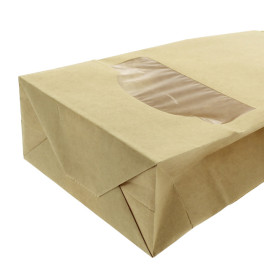 Papieren zak zonder handvat kraft met venster 12+6x23,5cm (1000 stuks)