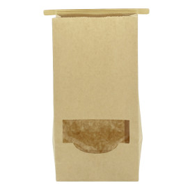 Papieren zak zonder handvat kraft met venster 12+6x23,5cm (1000 stuks)