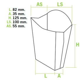 Papieren Container voor frietenkraft medium maat 8,2x3,5x12,5cm (500 stuks)