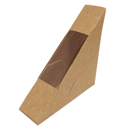 Emballage en carton kraft avec fenêtre Sandwich simple 125x38x125mm (500 Utés)